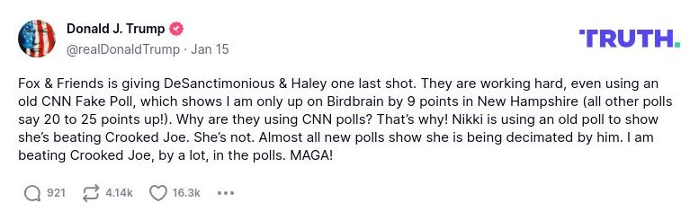 Post preview from Donald Trump