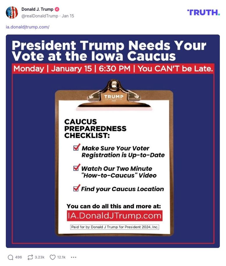 Post image from Donald Trump