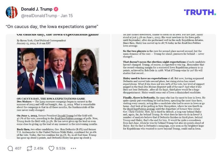 Post image from Donald Trump