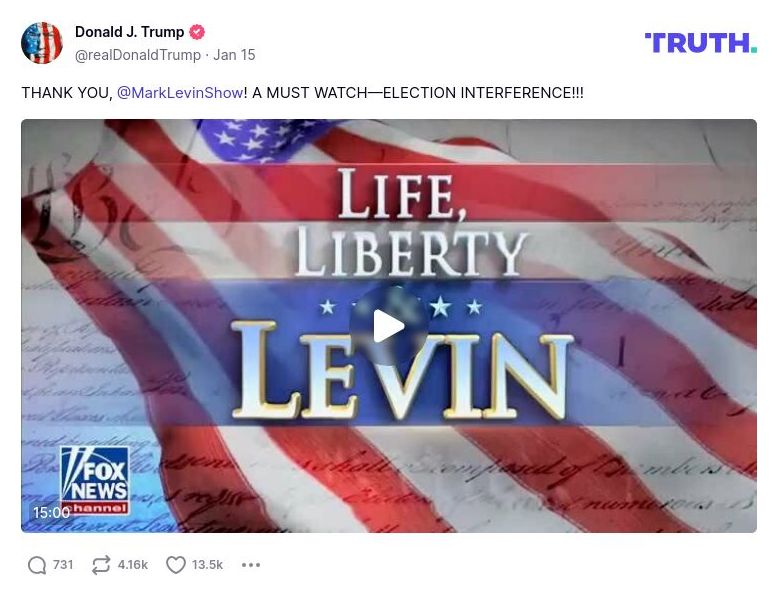 Post image from Donald Trump