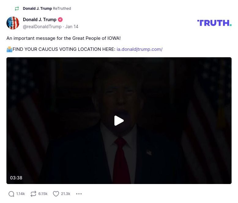 Post image from Donald Trump