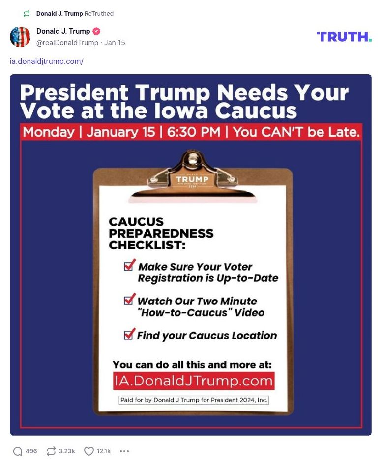 Post image from Donald Trump