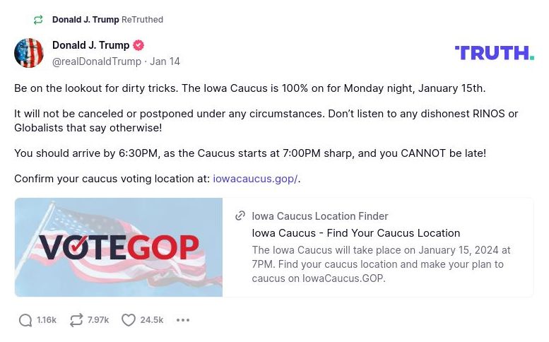 Post image from Donald Trump