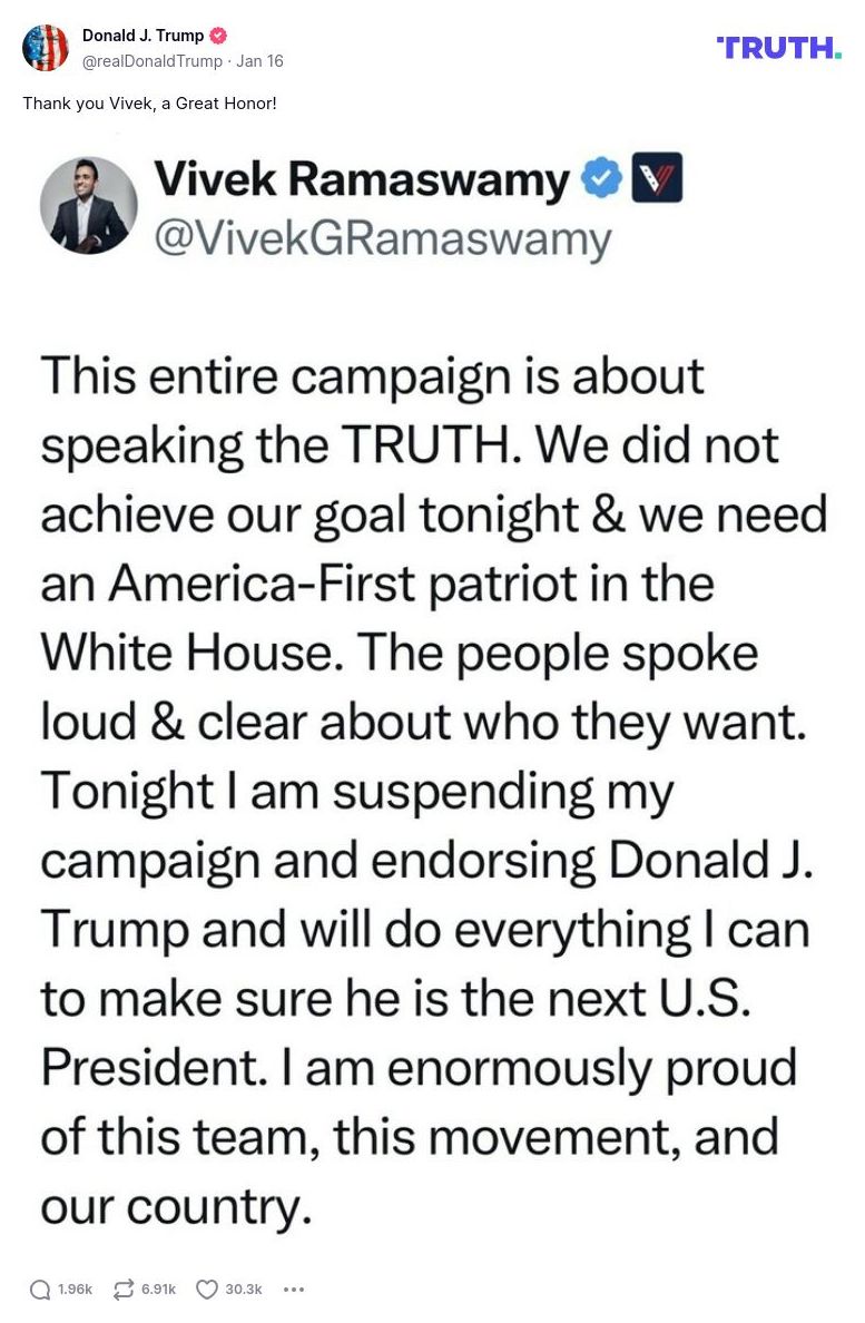 Post image from Donald Trump