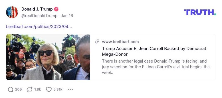 Post image from Donald Trump