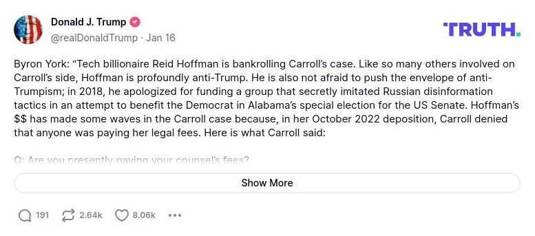 Post image from Donald Trump