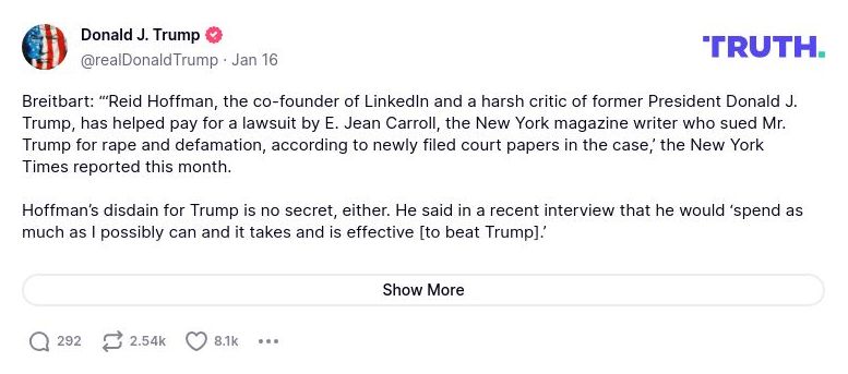 Post image from Donald Trump