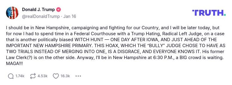 Post image from Donald Trump