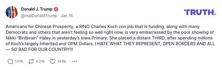 Post image from Donald Trump