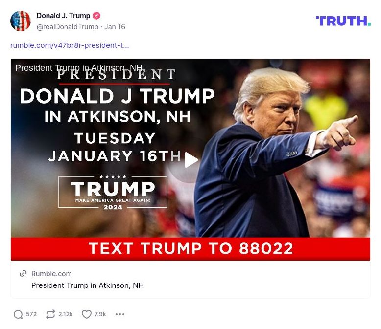 Post image from Donald Trump