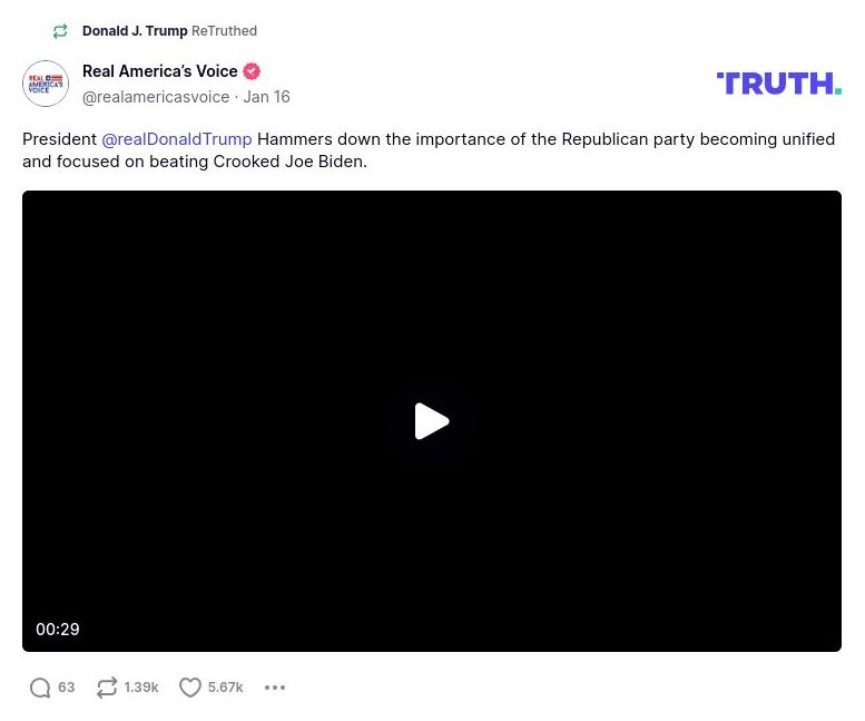 Post image from Donald Trump