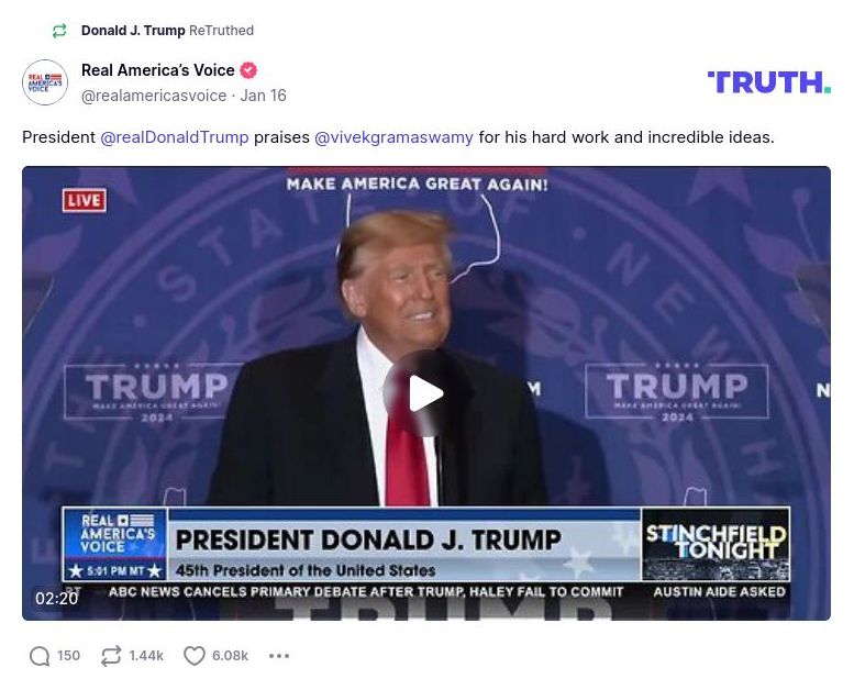 Post image from Donald Trump