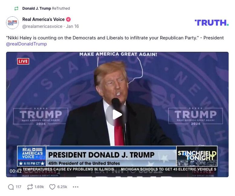 Post image from Donald Trump