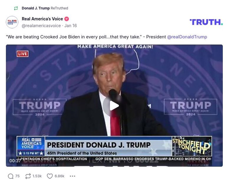 Post image from Donald Trump