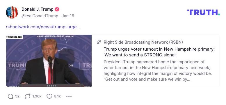 Post image from Donald Trump