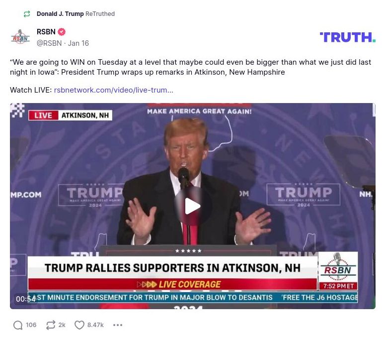 Post image from Donald Trump