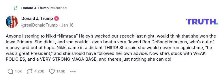 Post image from Donald Trump