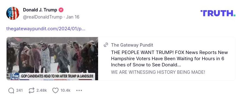 Post image from Donald Trump