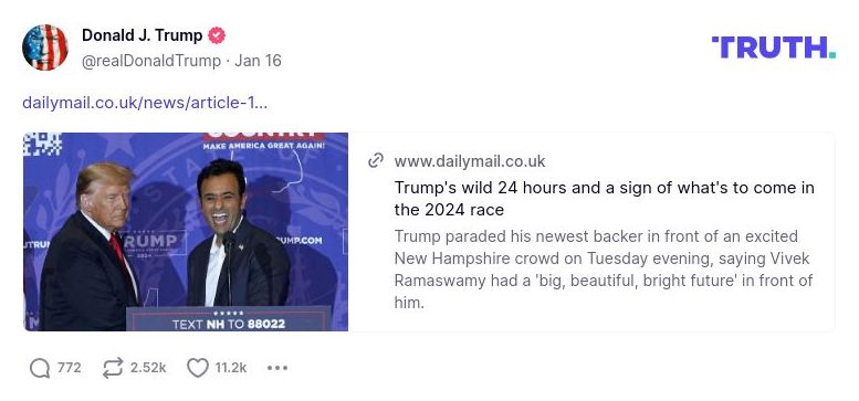 Post image from Donald Trump