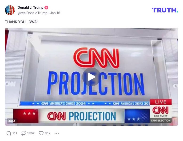 Post image from Donald Trump