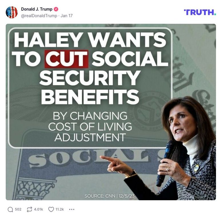 Post image from Donald Trump