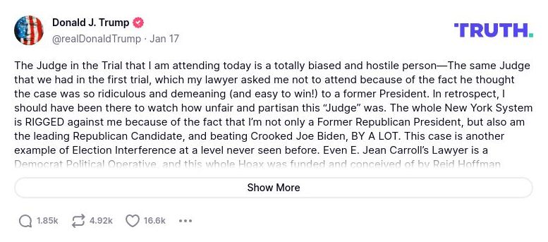 Post image from Donald Trump