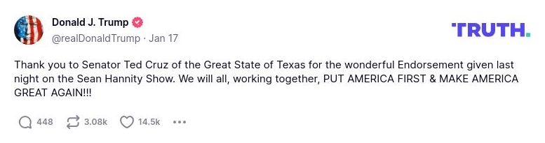 Post image from Donald Trump