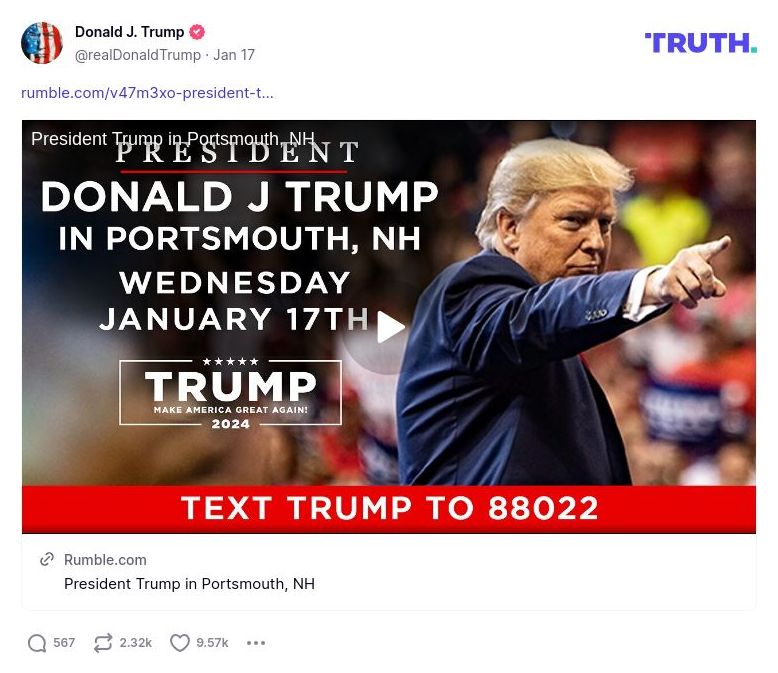 Post image from Donald Trump