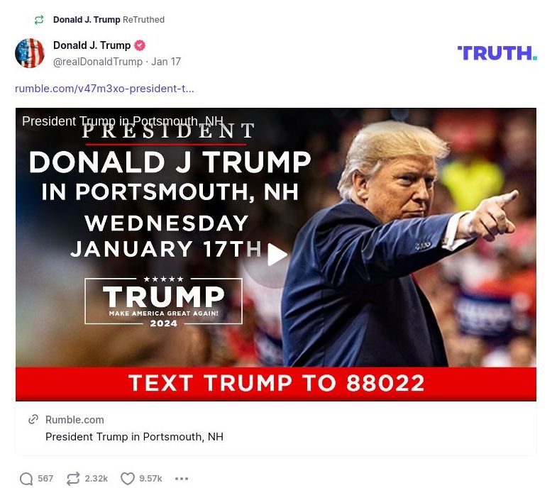 Post image from Donald Trump