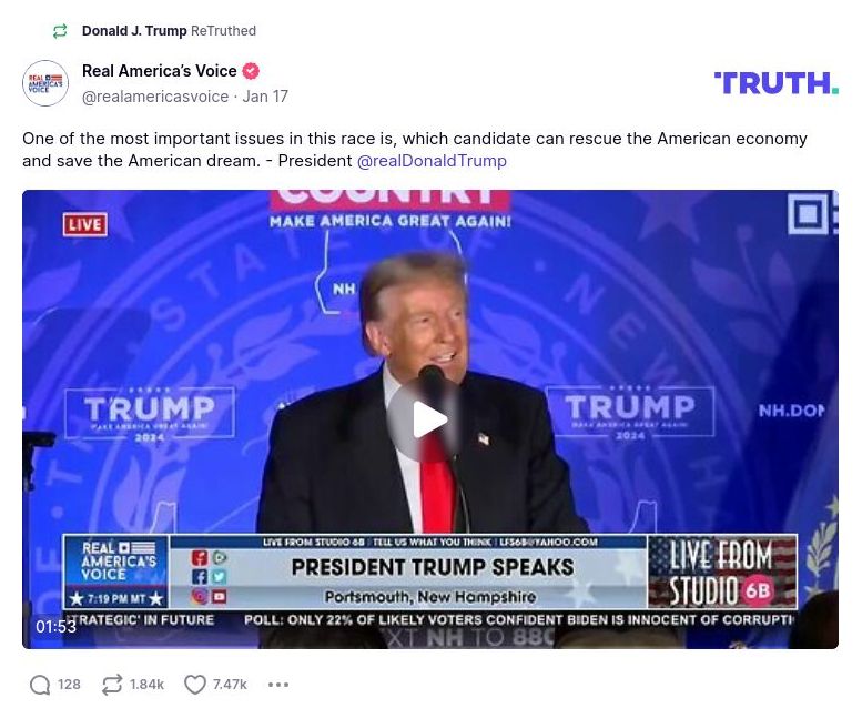 Post image from Donald Trump