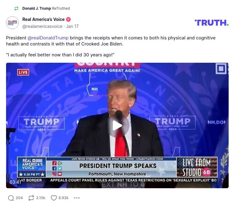 Post image from Donald Trump