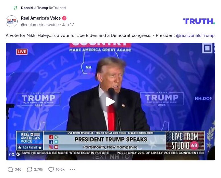 Post image from Donald Trump