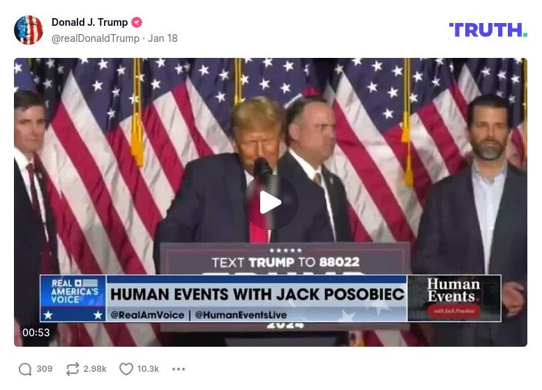 Post image from Donald Trump