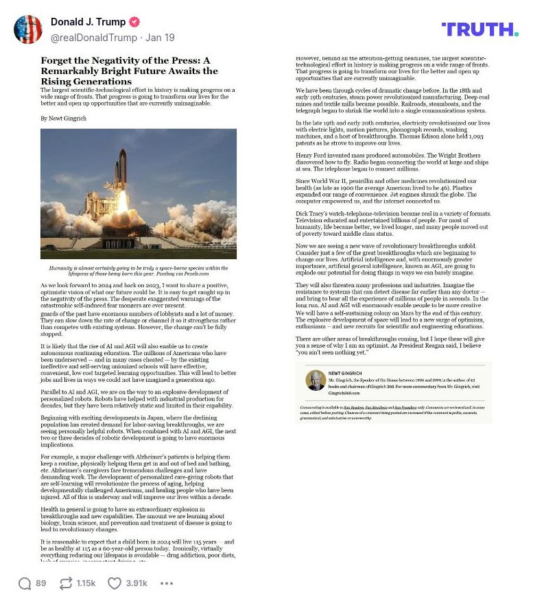 Post image from Donald Trump