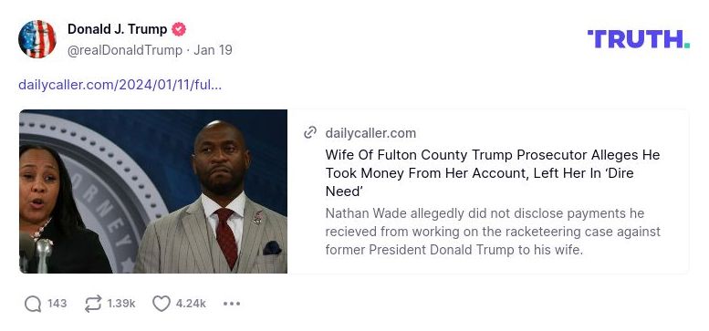 Post image from Donald Trump