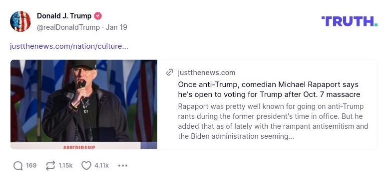 Post preview from Donald Trump