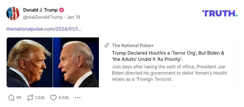 Post image from Donald Trump