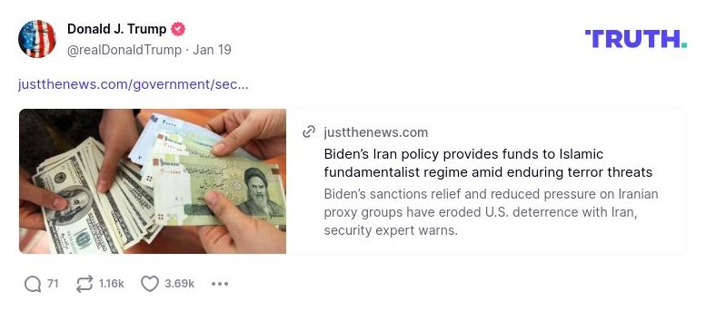 Post preview from Donald Trump