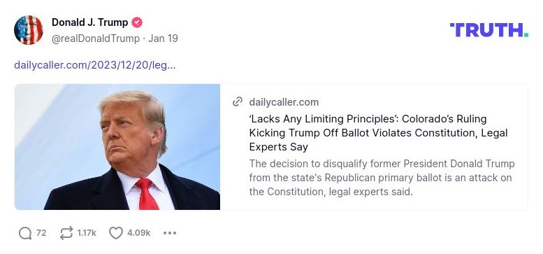 Post image from Donald Trump