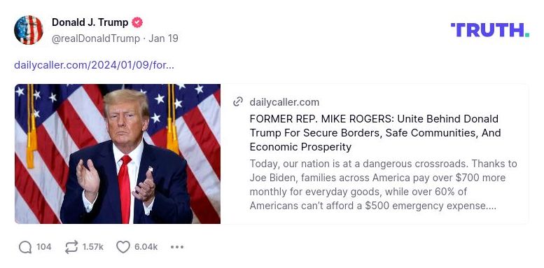 Post image from Donald Trump