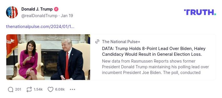 Post image from Donald Trump