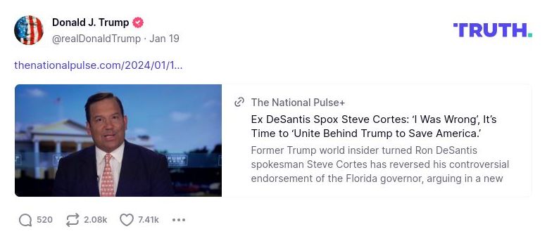 Post image from Donald Trump