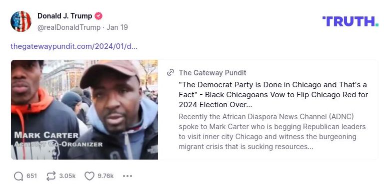 Post image from Donald Trump