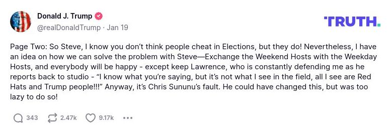 Post image from Donald Trump