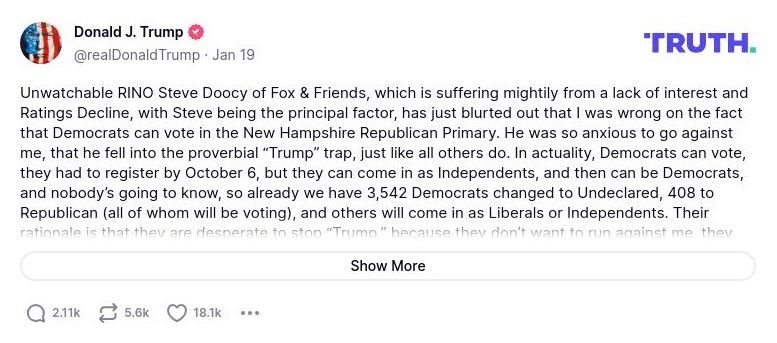 Post image from Donald Trump