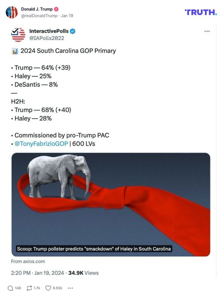 Post image from Donald Trump