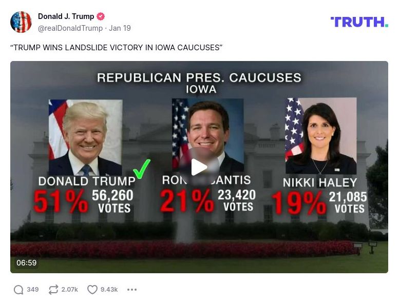 Post image from Donald Trump