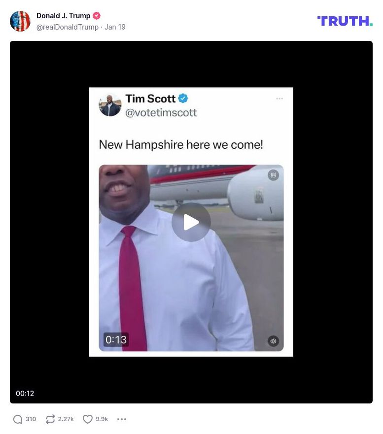 Post image from Donald Trump