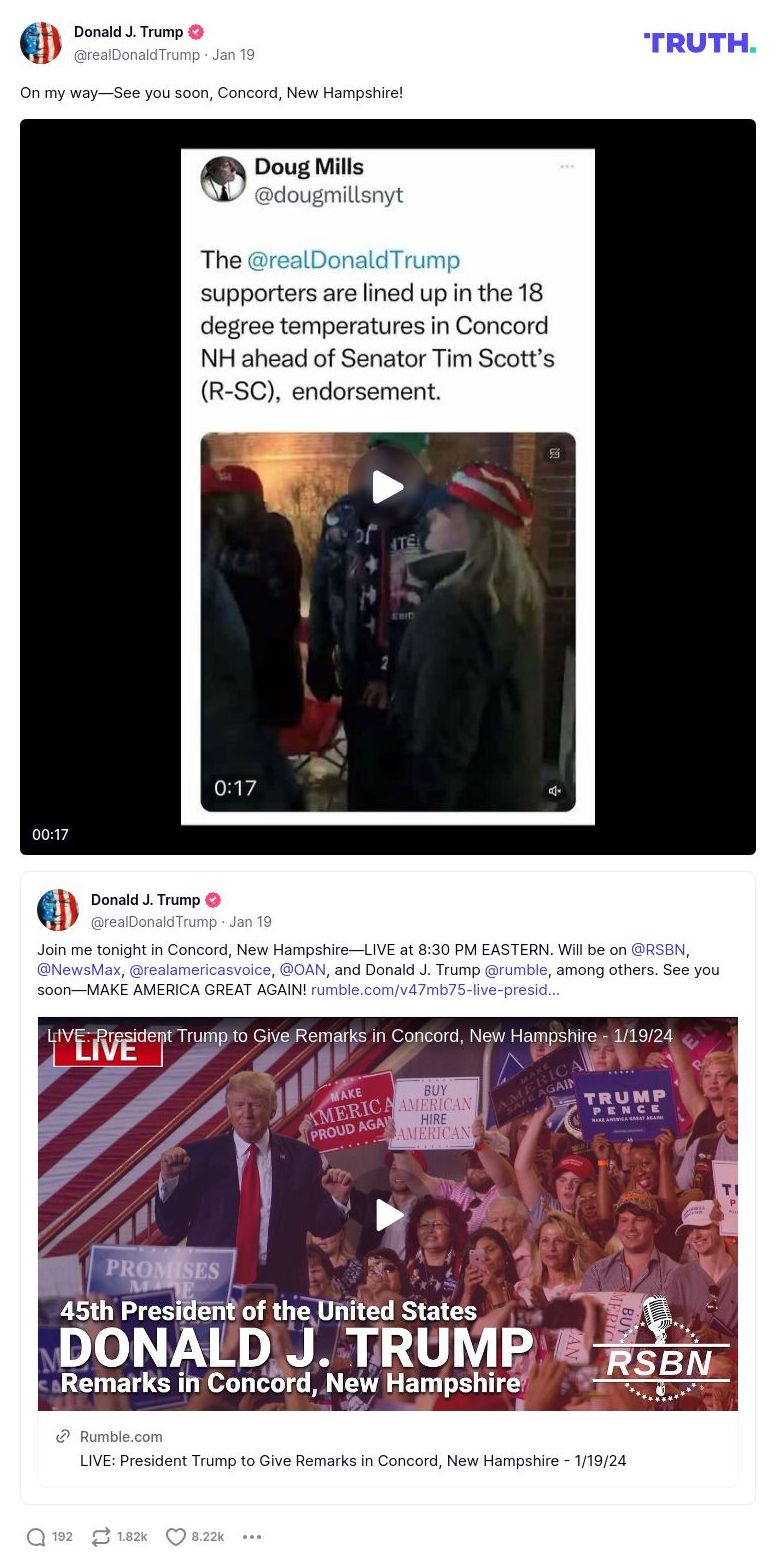 Post image from Donald Trump