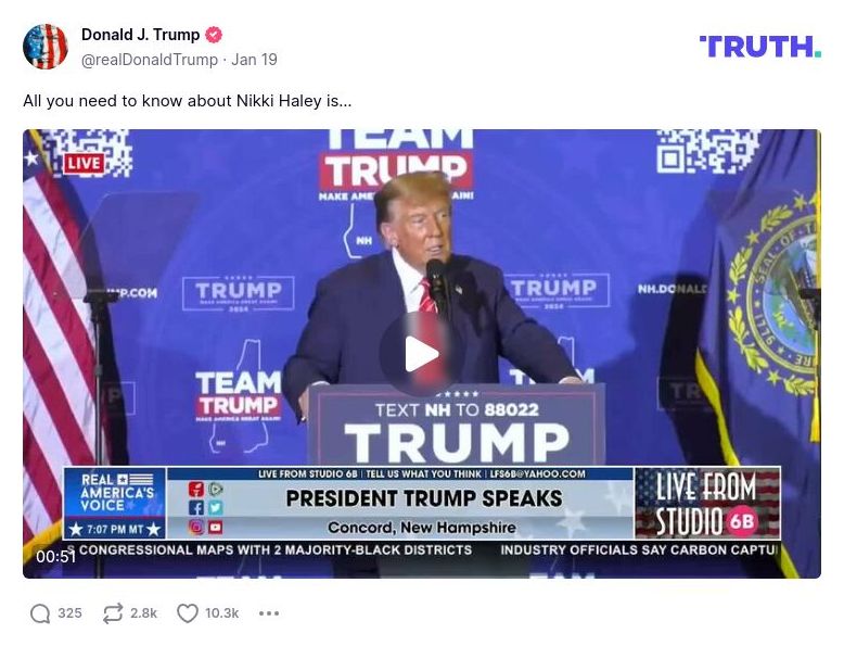 Post image from Donald Trump